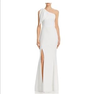 Aqua Crepe Gown One Shoulder